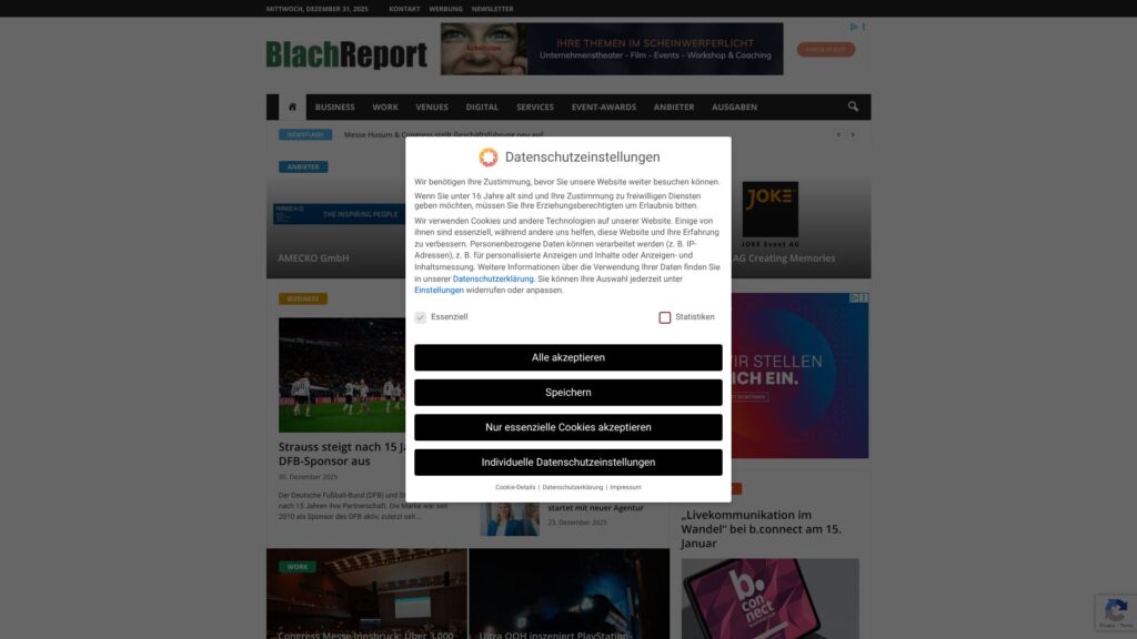 Screenshot of backlink blachreport.de