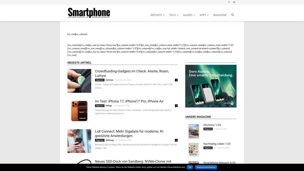 Screenshot of backlink smartphonemag.de