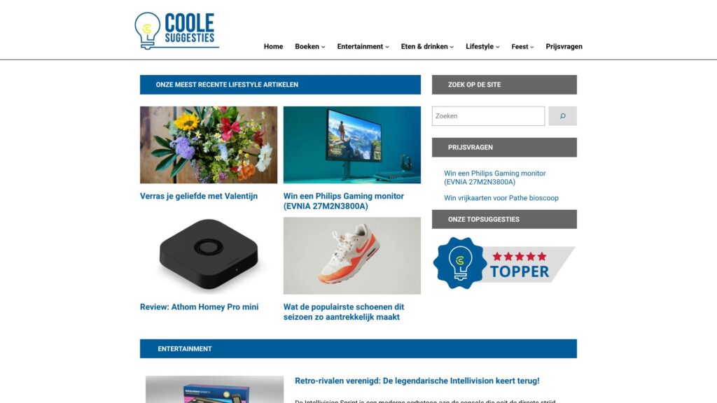 Screenshot of backlink coolesuggesties.nl