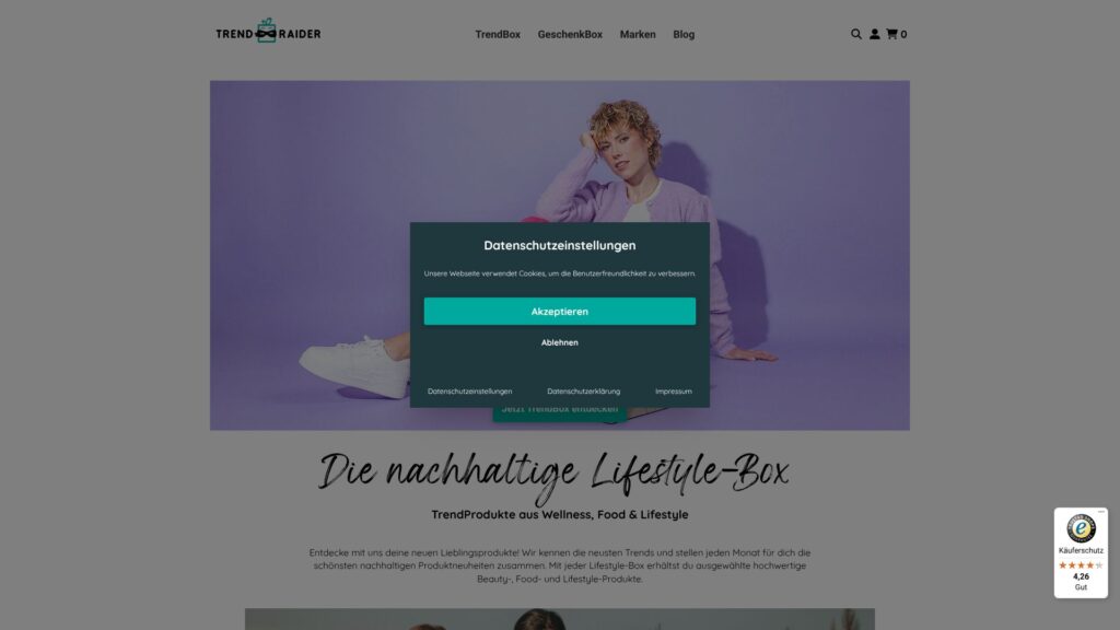 Screenshot of backlink trendraider.de