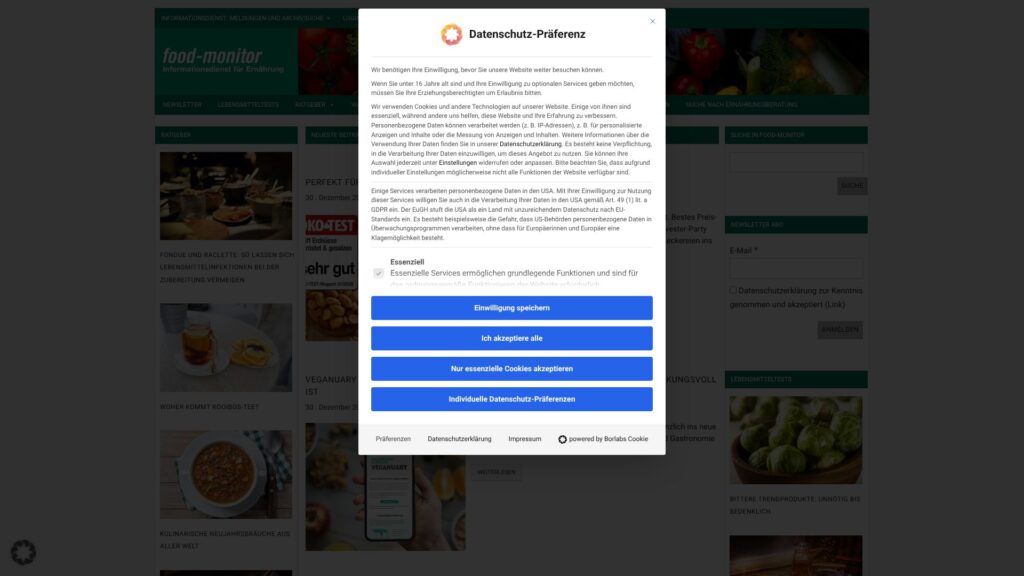 Screenshot of backlink food-monitor.de