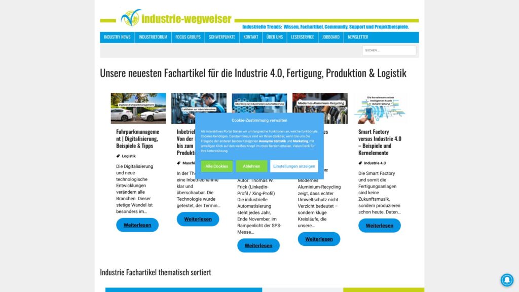 Screenshot of backlink industrie-wegweiser.de