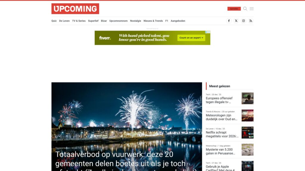Screenshot of backlink upcoming.nl
