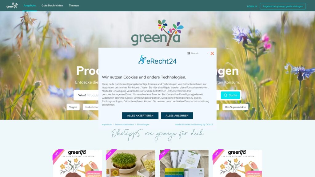 Screenshot of backlink greenya.de