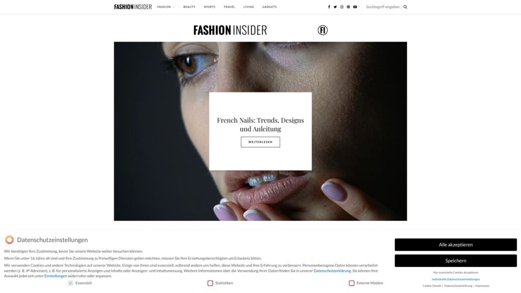 Screenshot of backlink fashion-insider.de