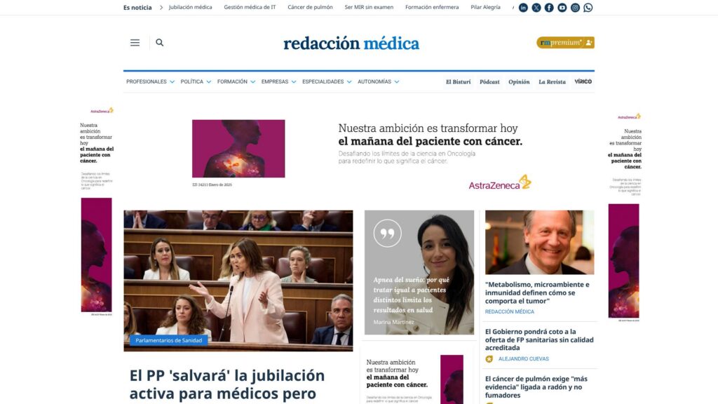Screenshot of backlink redaccionmedica.com