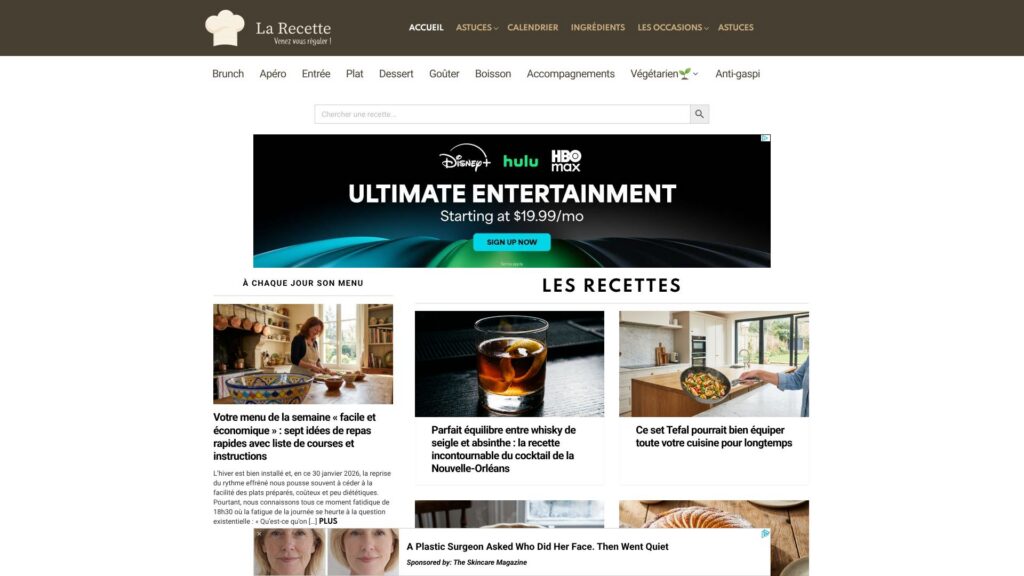 Screenshot of backlink larecette.net