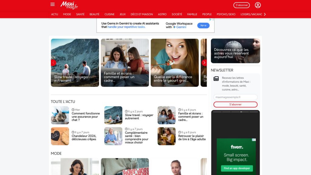 Screenshot of backlink maxi-mag.fr