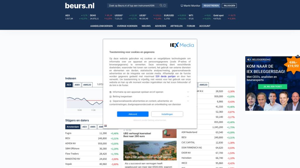 Screenshot of backlink beurs.nl