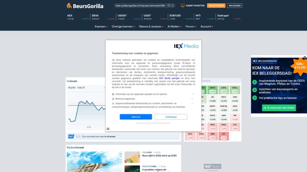 Screenshot of backlink beursgorilla.nl