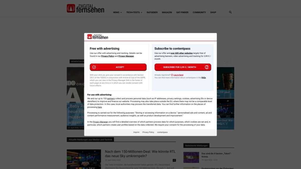Screenshot of backlink digitalfernsehen.de