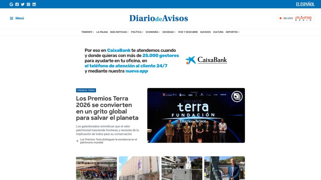 Captura de pantalla del backlink diariodeavisos.elespanol.com